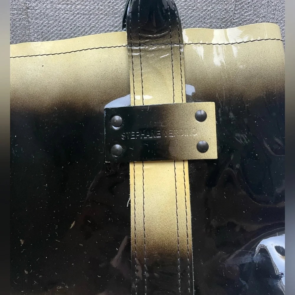 stephane verdino  Black and Gold Tote Bag big handbag  gloss - Picture 5 of 12